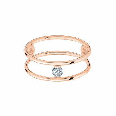 Bague La Brune & La Blonde HULA HOOP Solitaire en or rose et diamant de 0.10ct